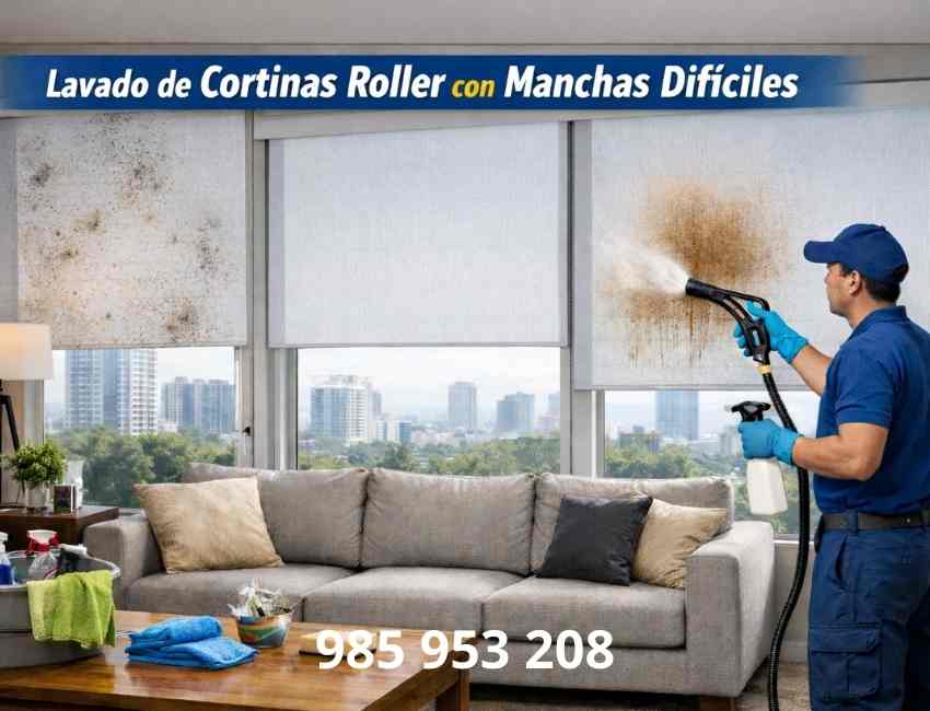 Lavado de Cortinas Roller con Manchas Difíciles